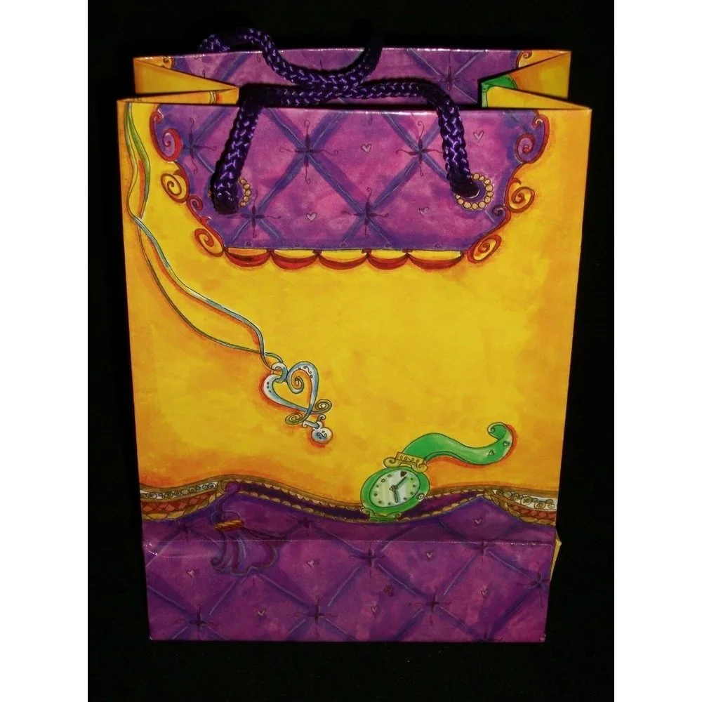 Brighton Gift Bag Purple Yellow Shopping Set 2